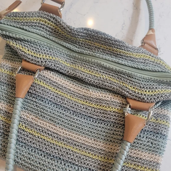 The Sak Crochet Striped Tote Bag with Braided Handles Coastal Boho Style - Picture 13 of 16